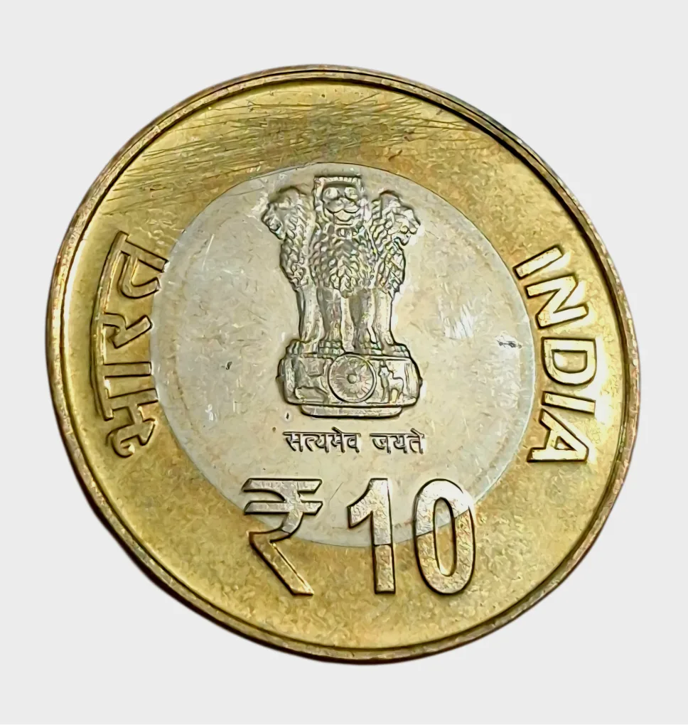 10 Rupees Bi-Metal COMMEMORATIVE Issue SRIMAD RAJCHANDRA Calcutta Mint BROKEN UNC SET Coinage **V.RARE** UNC Grade.
