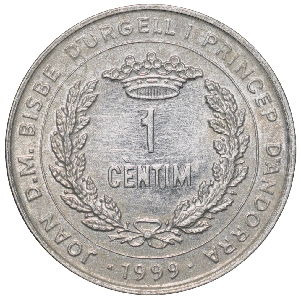 Aluminium 1 Centim of Andorra (AD 1999) Commemorative issue - FAO - 21st Century Food Security Rare