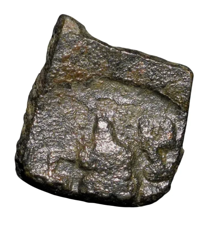 Copper Coin of Bala Mitra (2nd Cen. BC) of Mitra Dynasty from Central india Swastik-Sreevatsa & Brahmi Legends/Armed Sheel V.Rare
