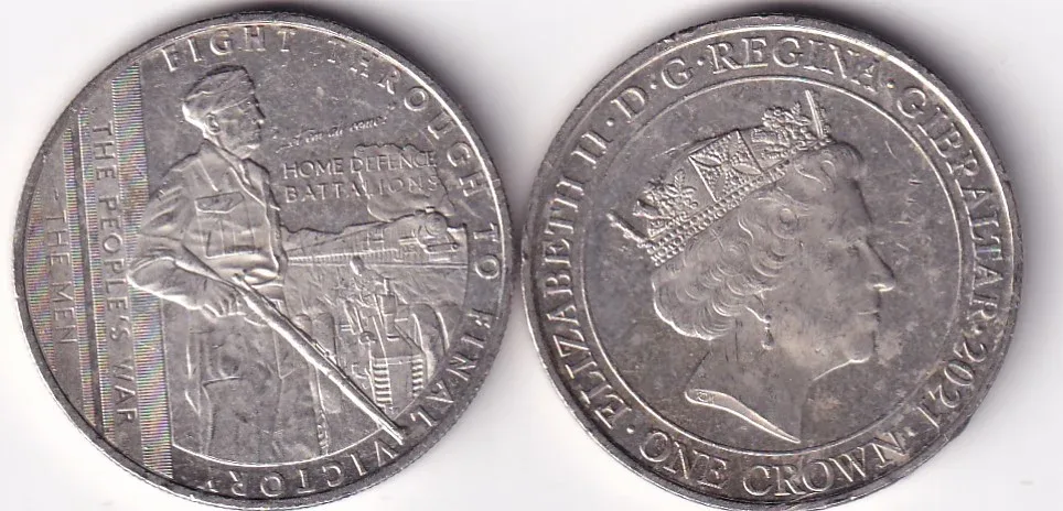 Gibraltar One Crown 2021 - Elizabeth II - " Fight through Final Victory" Rare Commemorative issue Coin