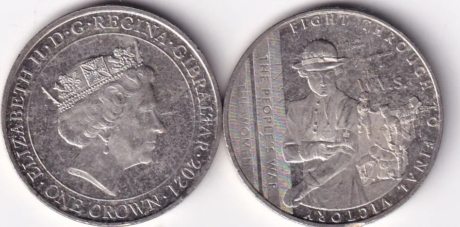 GIBRALTAR 2021 ONE CROWN- FIGHT THROUGH TO FINAL VICTORY THE W.V.S Rare Commemorative issue Coin