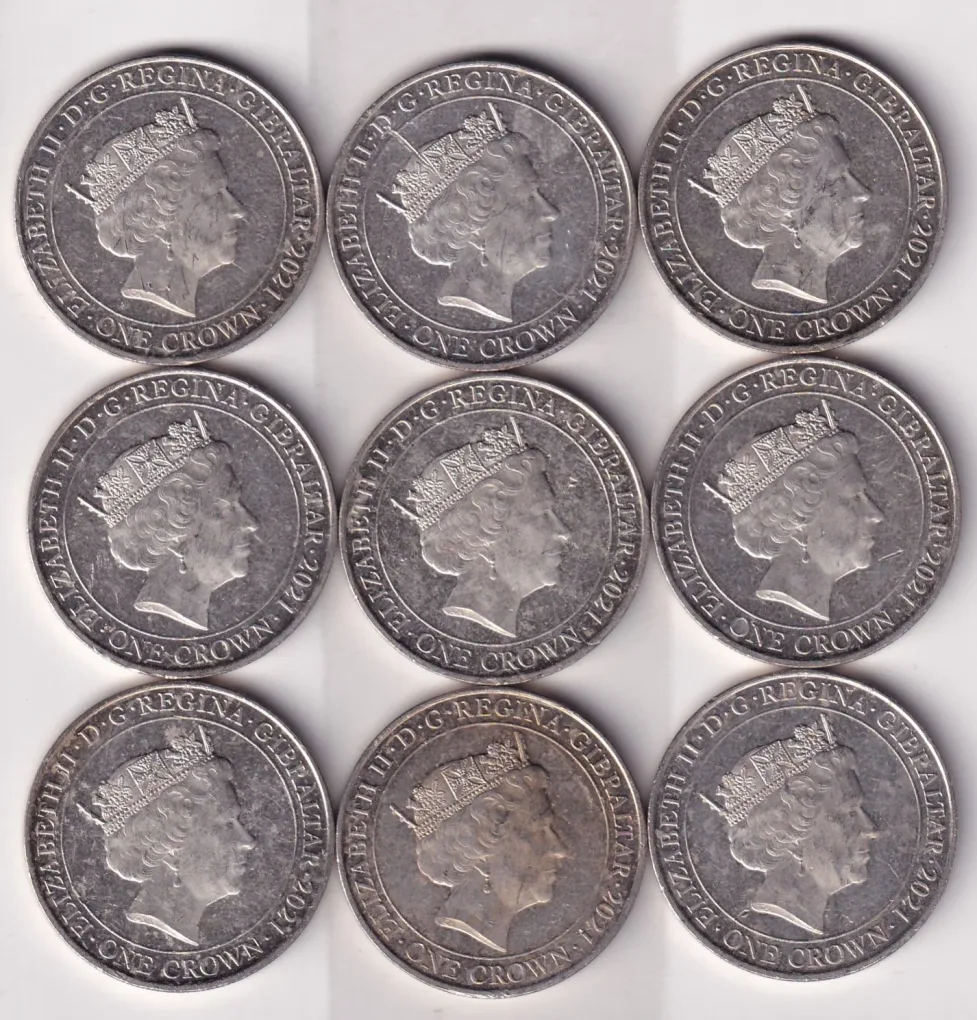 Gibraltar 1 Crown 2021 - Elizabeth II Silhouettes - Third Portrait Commemorative issue Rare Coin