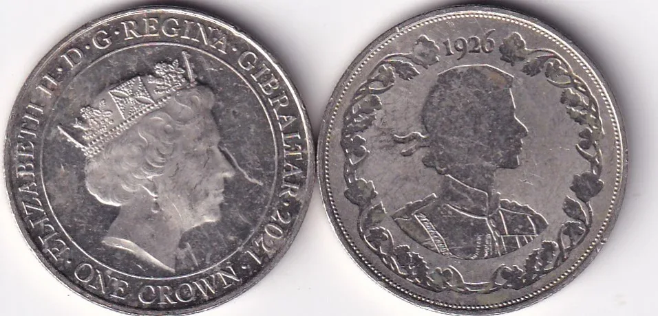 Gibraltar 1 Crown 2021 - Elizabeth II Silhouettes - Third Portrait Commemorative issue Rare Coin