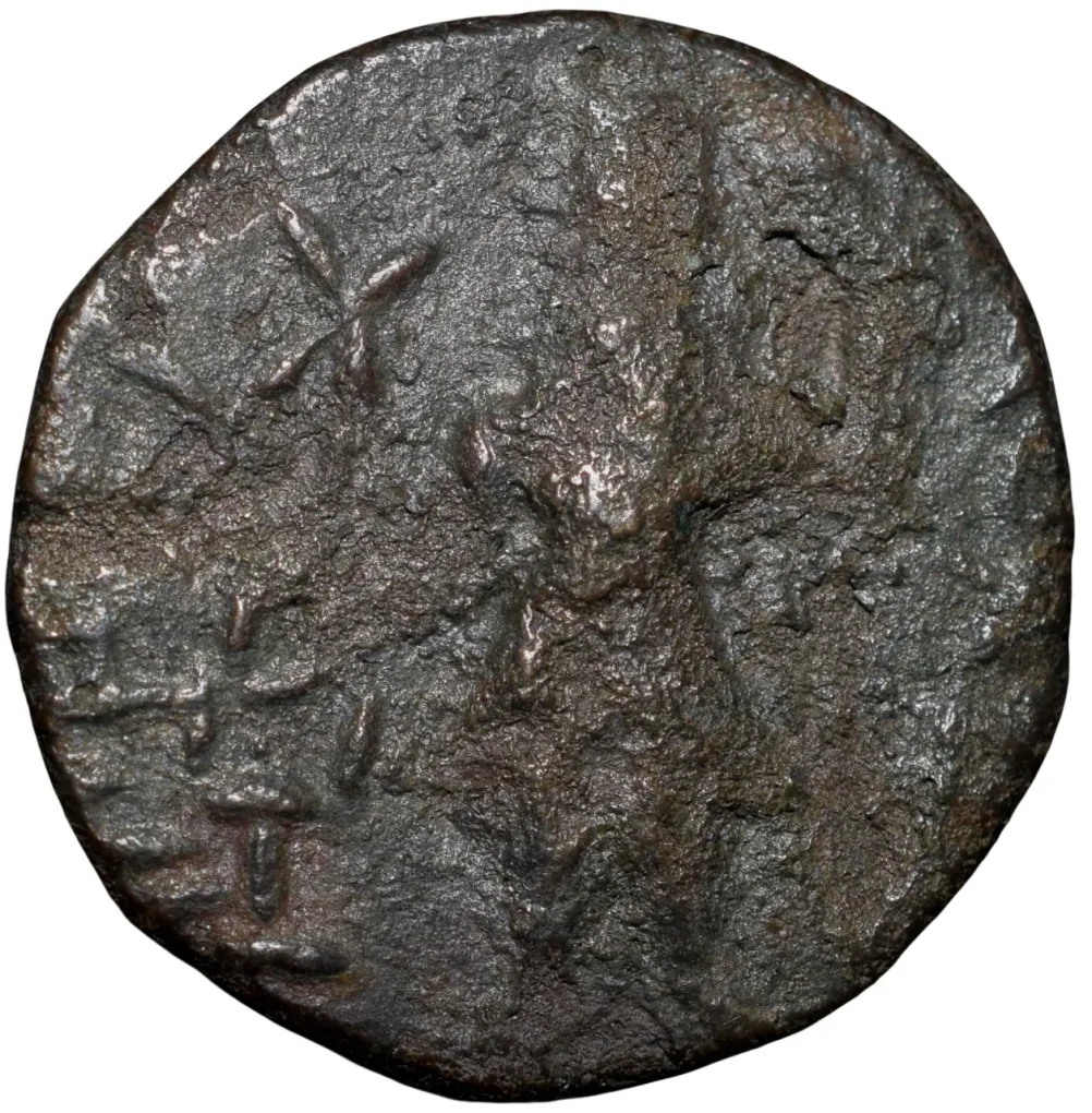 Copper Drachma of Kanishka I (AD 130-158) of Kushan Dynasty with Urdhva Linga Shiva Type