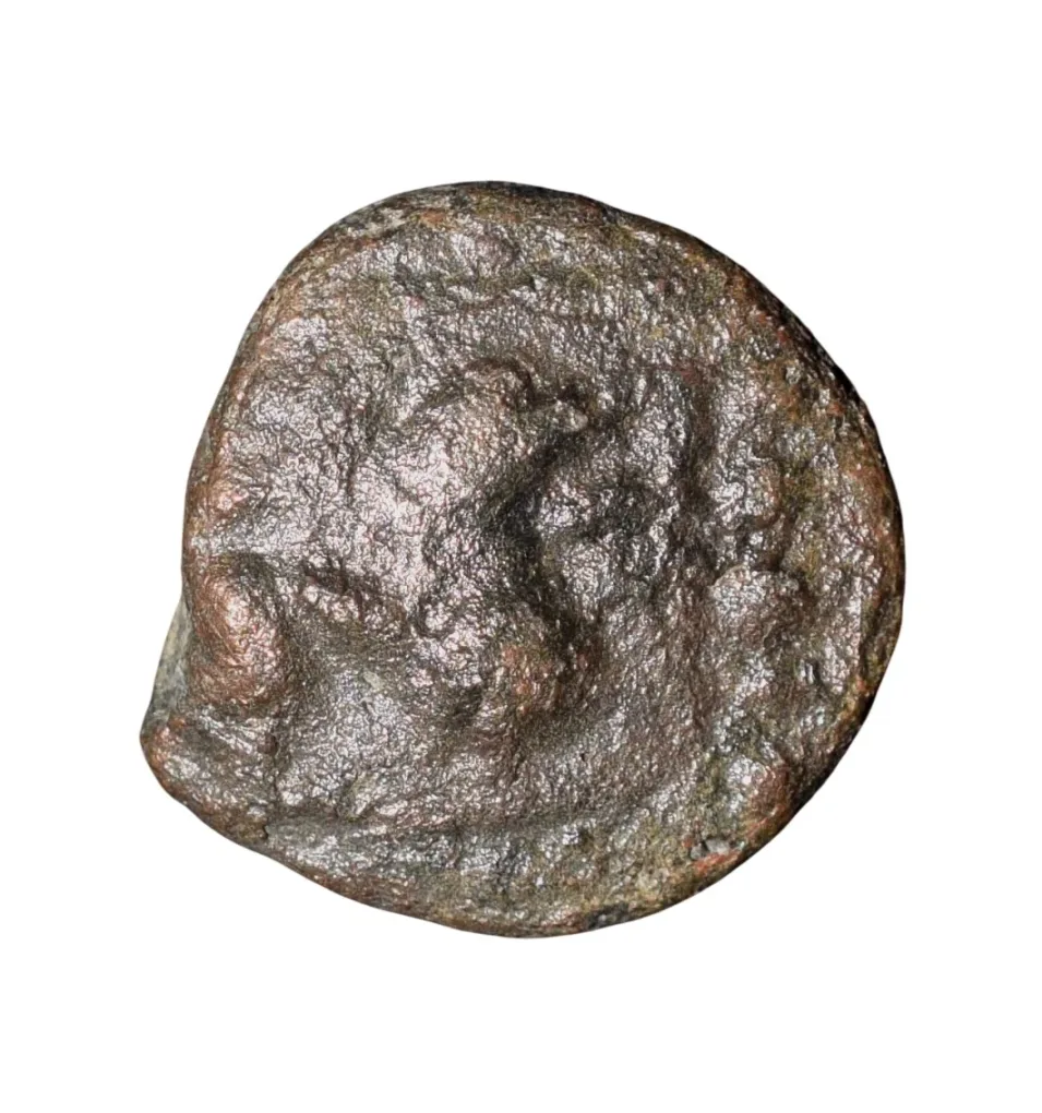 Lead Drachma of Chudasama Dynasty( c. 10th Cen. AD) with Lion Within Square/Nagari 'Shri'