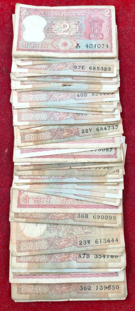 2 Rupees MIX Governor Rare Used Condition (100 Note LOTT )