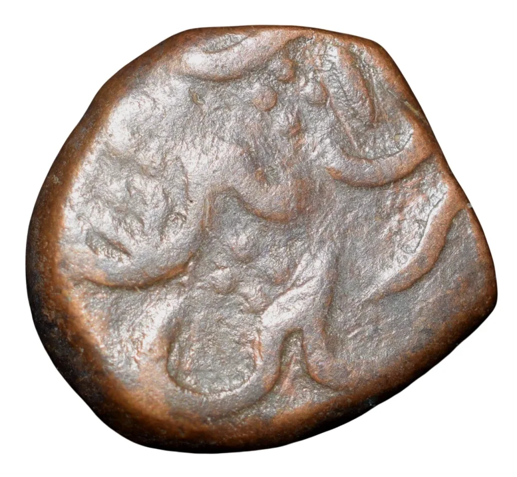 Copper Paisa of Muhmmad Shah (AD1719-1748) of Machlipatnam Mint KM430.5 Rare Dated AH1142
