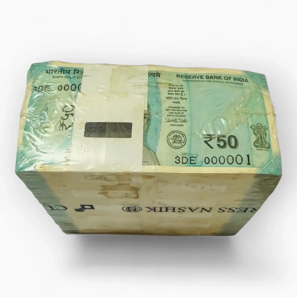 Rs 50 Latest Issue Seal Rim 10 Bundles 000001 to 001000 Republic India Signed By Urjit Patel Inset L 2018 Issue Unique and Rare