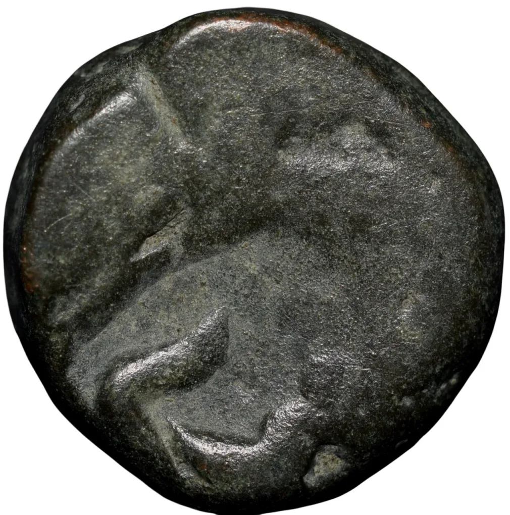 Copper Paisa of Hyderabad State (18th Cen. AD) of Amravati Mint with Trishul above Sword