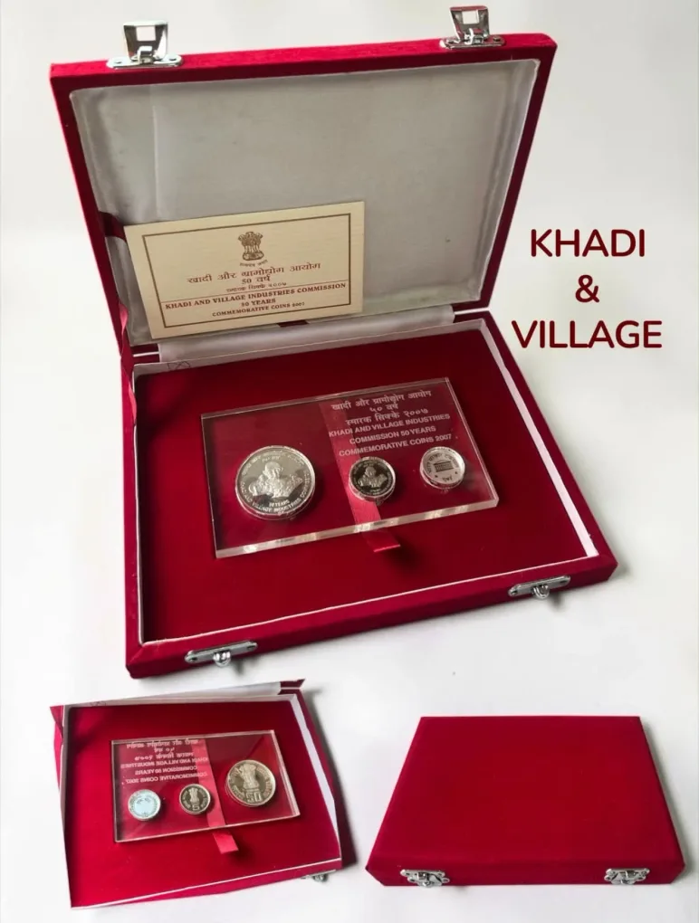 Khadi and Village VIP Proof Set Rs 50 and Rs 5 Top Quality Set Ultra Unique
