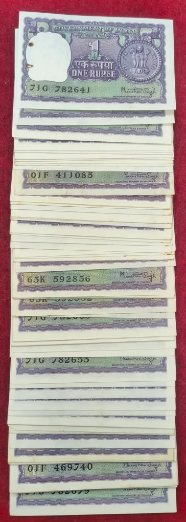 1 Rupees (Big Coin) Mix Year Mix Governor Rare Unc (100 Note Lott)