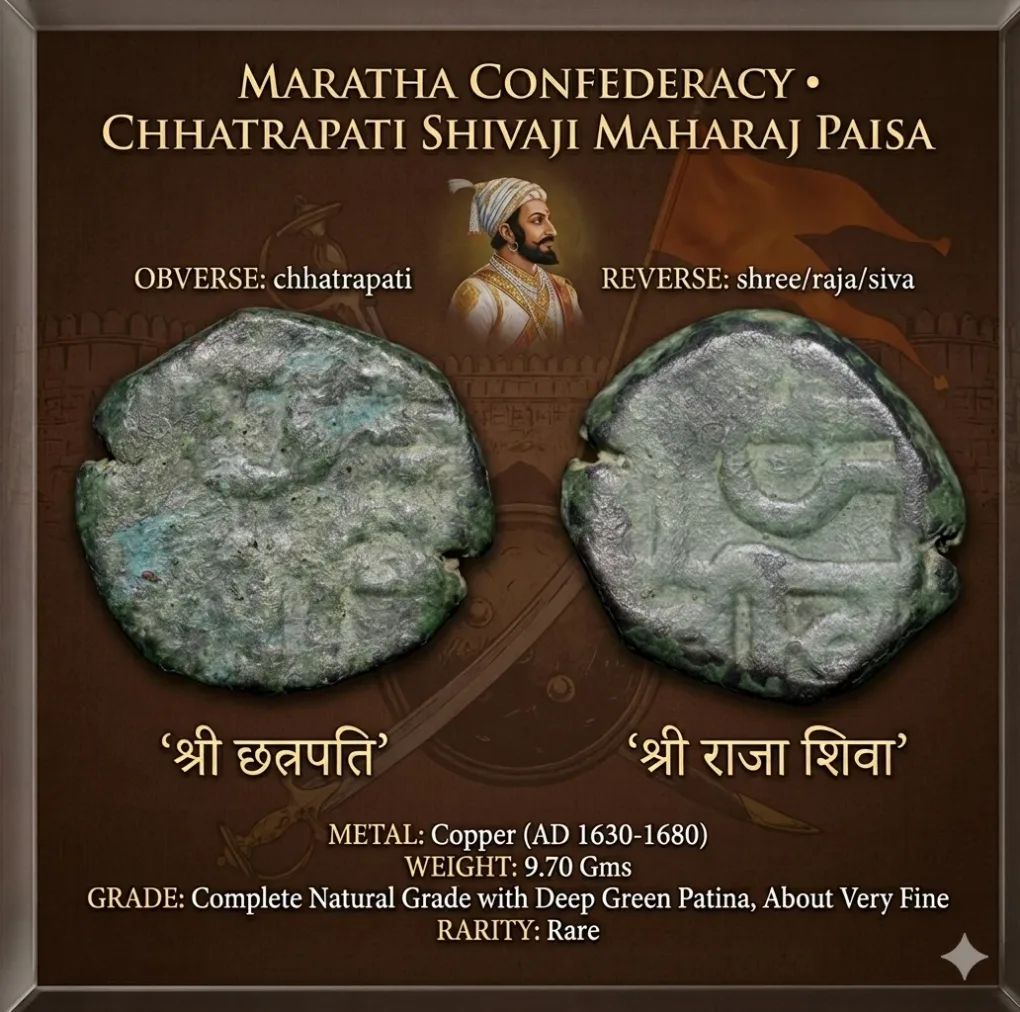 Copper Paisa of Chhatrapati Shivaji (AD 1630-1680) of Maratha Confederacy