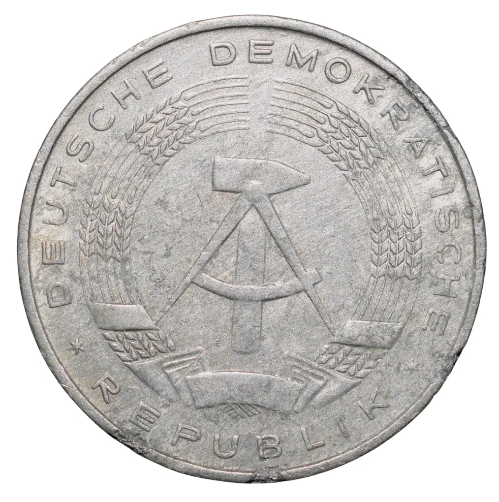 Aluminium 10 Pfennig of Germany (AD 1979) with State emblem of the German Democratic Republic