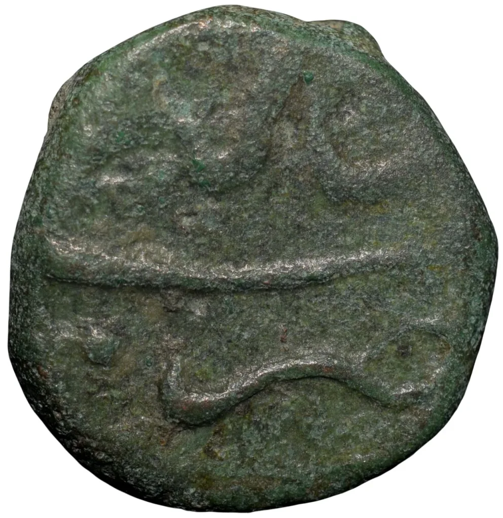 Copper 1/2 Paisa of Aurangzeb (AD 1658-1707) of Surat Mint Toughra Type KM283.8 Scarce