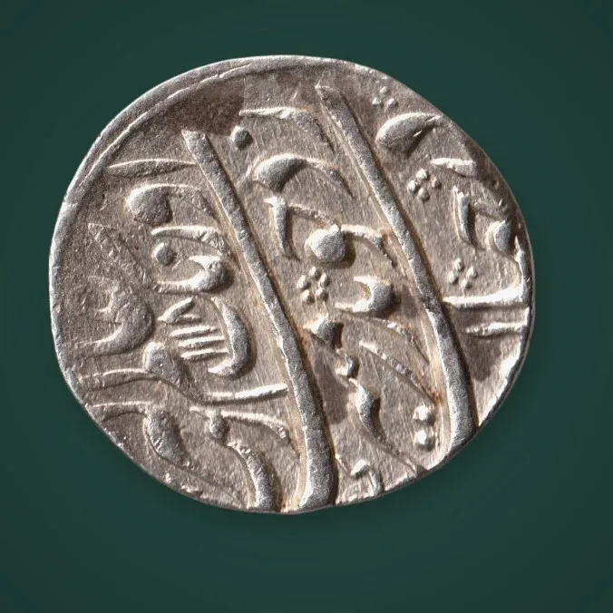 Rare 1 Rupee Silver Mughal Style Persian Legend Hammered Coin of India Shah Alam II Type # A857