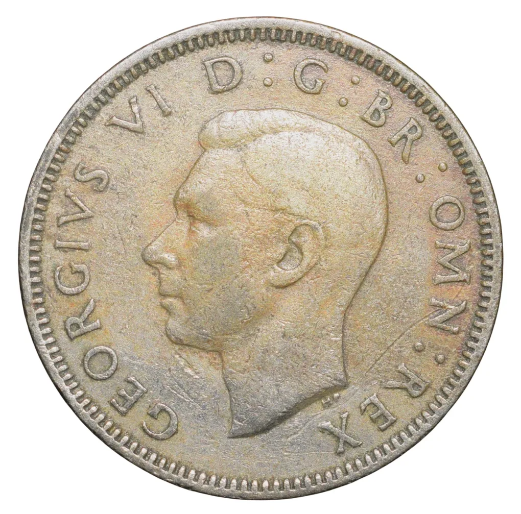 Copper-Nickel 1 Shilling of George VI (AD 1949) from Great Brittain Lion above Crown