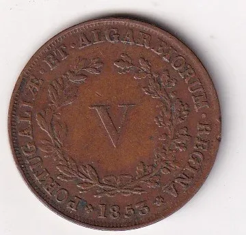 Portugal 5 Réis - (Maria II) 1853 Rare Coin