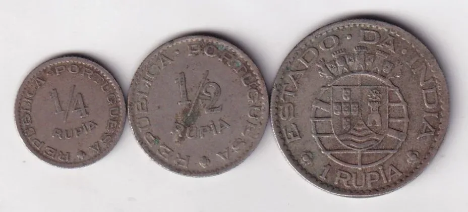 1952 Portuguese India Republic All Different Denomination Rare ( 3 Coin Set ) Complete