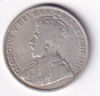 Newfoundland 50 Cents 1917 - George V ( Silver Weight 11.78 g ) Rare Coin