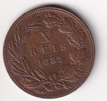 Portugal 10 Réis - Luíz I (1882) Rare Coin