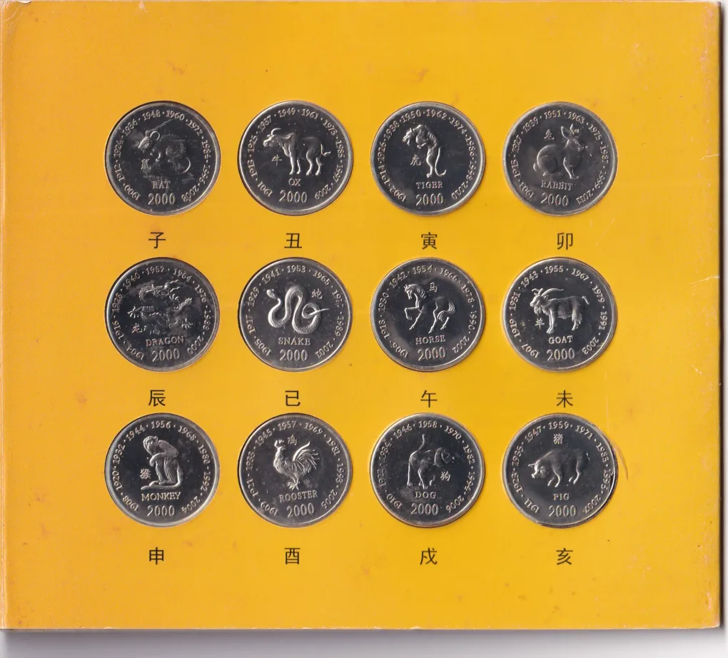 Somalia 12 Different 10 Shilling Lunar Series 2000 The 12 Chinese Zodiac Signs Rare Coin Set