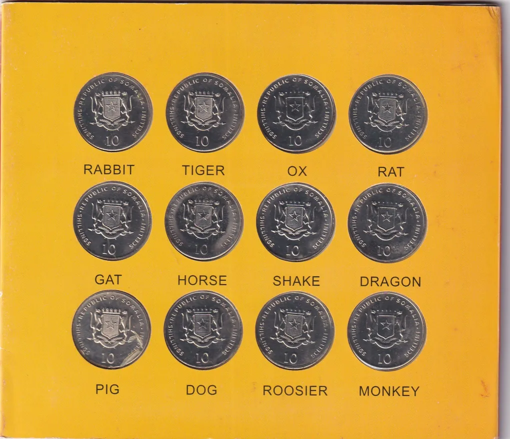 Somalia 12 Different 10 Shilling Lunar Series 2000 The 12 Chinese Zodiac Signs Rare Coin Set