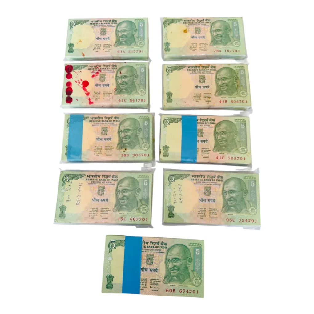 Rs 5 India Banknote Serial Bundle Gandhi Issue 786 Bundle 9 Pieces Lot Unique and Rare