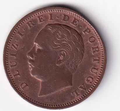 Portugal  20 Réis 1886 - Luíz I Rare Coin
