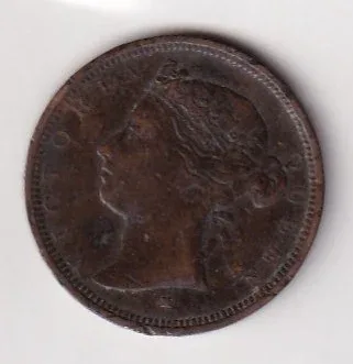 Mauritius 2 Cents - Victoria 1877 Rare Coin