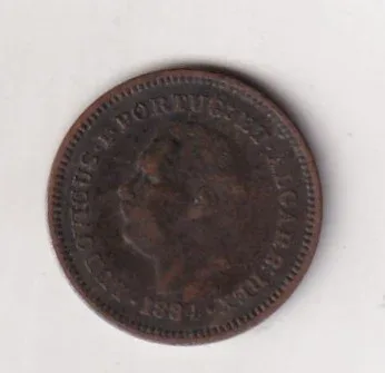 Portuguese India ⅛ Tanga - Luíz I Calcutta 1884 Rare Coin