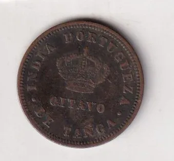 Portuguese India ⅛ Tanga - Luíz I Calcutta 1884 Rare Coin