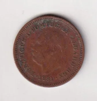 Portuguese India ⅛ Tanga - Luíz I Calcutta 1881 Rare Coin