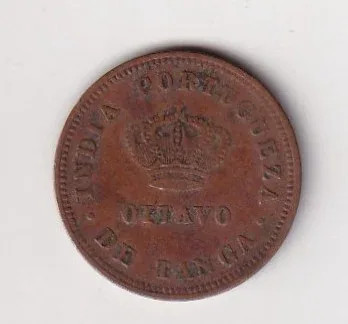 Portuguese India ⅛ Tanga - Luíz I Calcutta 1881 Rare Coin