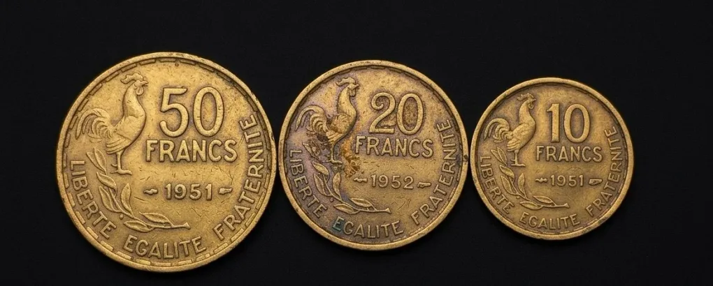 France 10 francs/ 20 francs/ 50 francs Rare 3 Different Denomination (3 Coin Set)