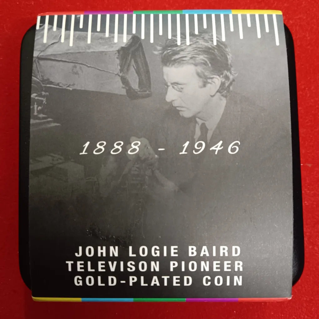 Ex Rare Charles III Solomon Islands 50 Cents John Logie Baird Super Size Gold Luxe Edition Proof Coin