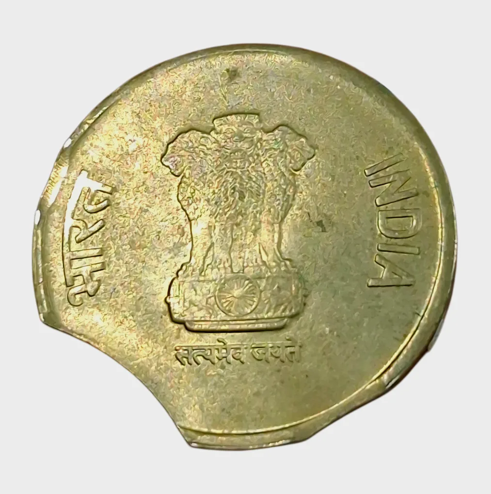 5 Rupees Ni/Brs RAINDROPS Series Year 2020 MULTIPLE TRIPLE CURVE CLIP CUT Error **SCARE** High UNC Grade.