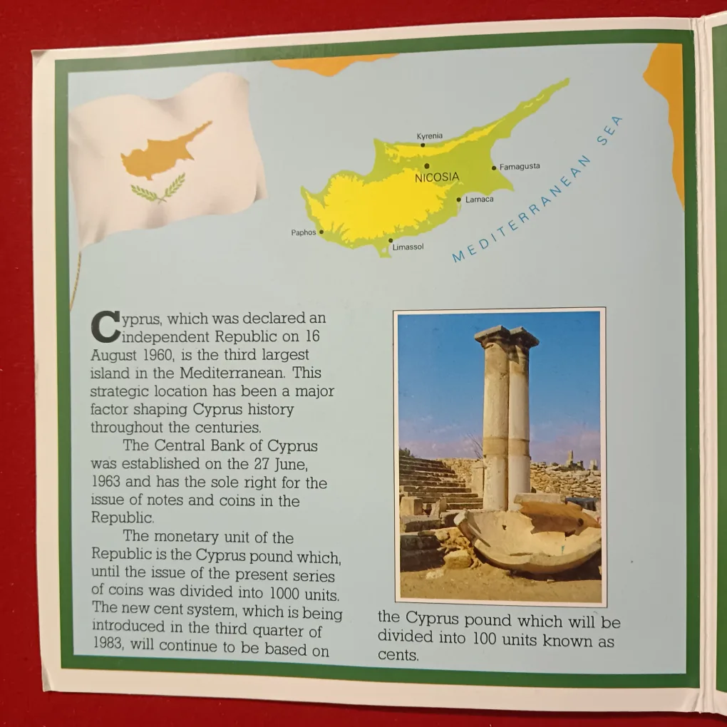 Rare Centeral Bank Of Cyprus Brilliant Uncirculated Coin Collection 1983 Year Cent Coinage Issued The Royal Mint