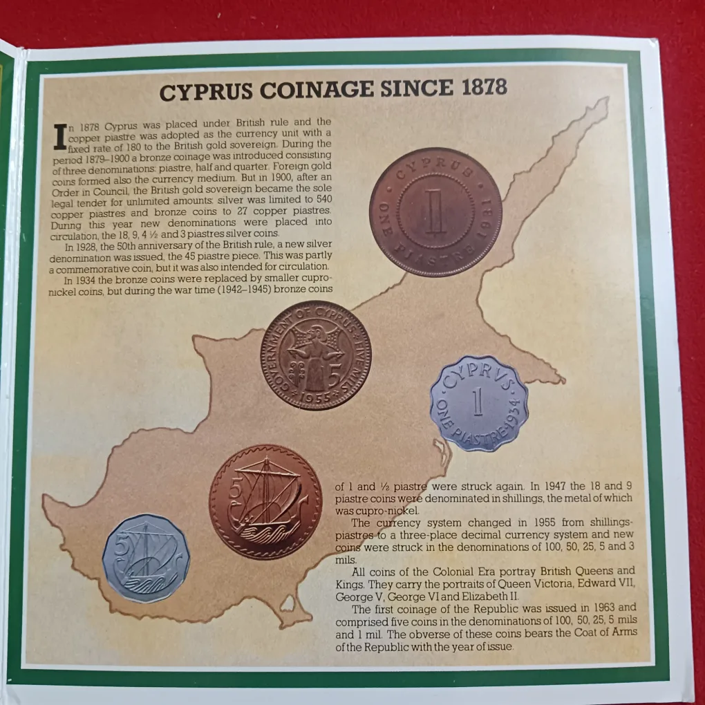 Rare Centeral Bank Of Cyprus Brilliant Uncirculated Coin Collection 1983 Year Cent Coinage Issued The Royal Mint