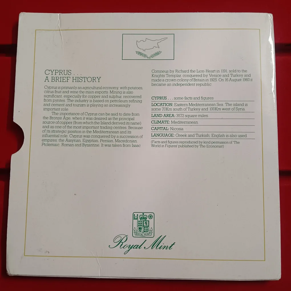 Rare Centeral Bank Of Cyprus Brilliant Uncirculated Coin Collection 1983 Year Cent Coinage Issued The Royal Mint