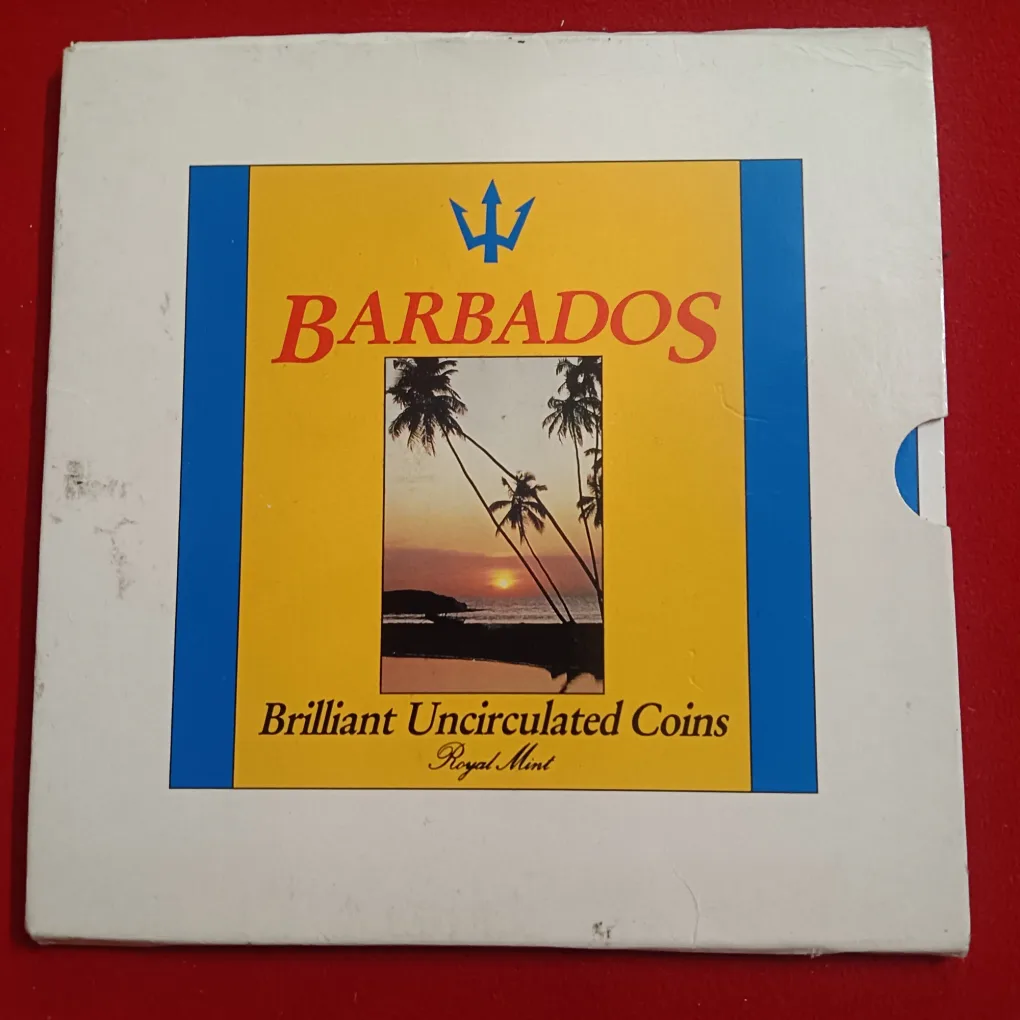 Rare BATBADOS Brilliant Uncirculated Coins Proof Set Year 1989 Issue The Royal Mint