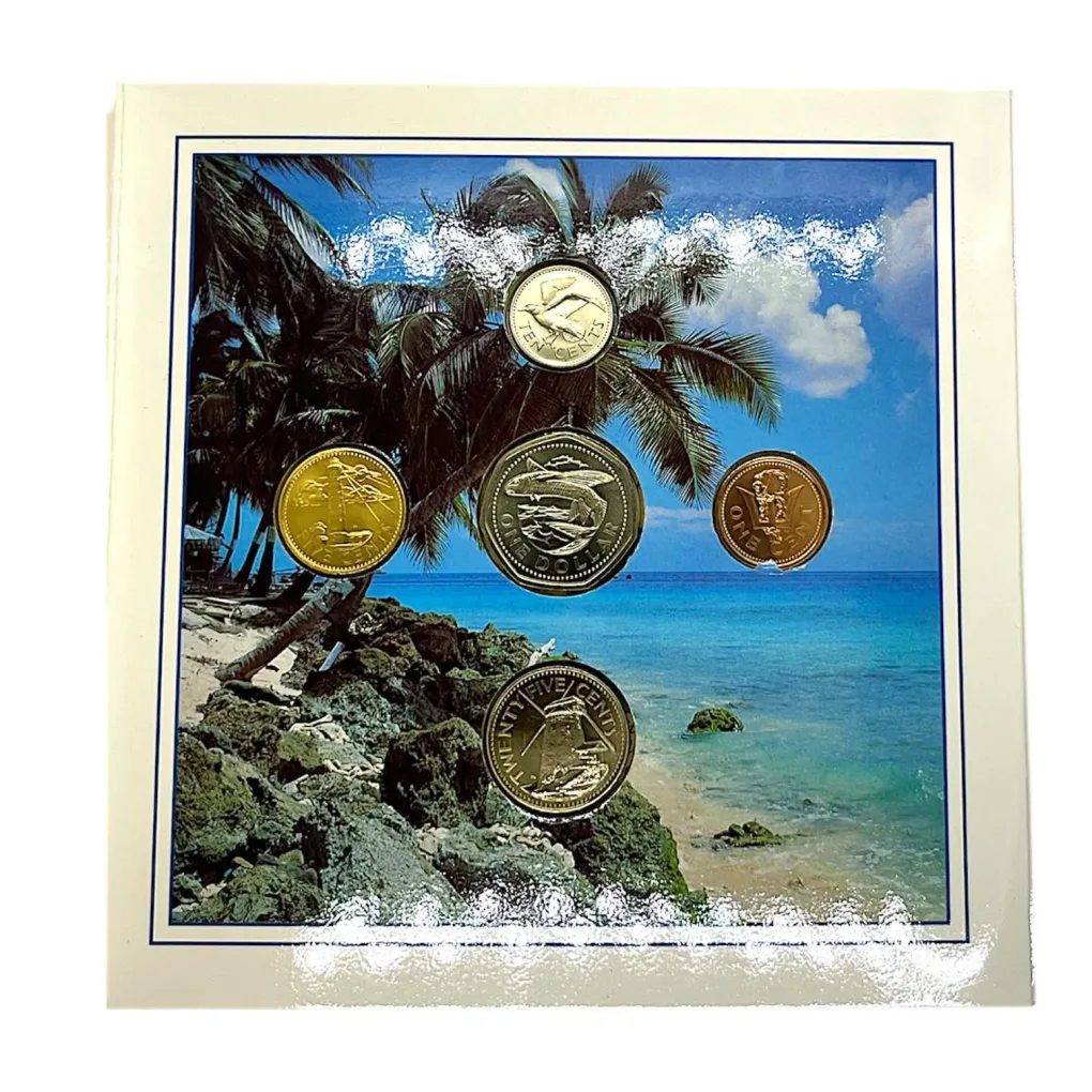 Rare BATBADOS Brilliant Uncirculated Coins Proof Set Year 1989 Issue The Royal Mint