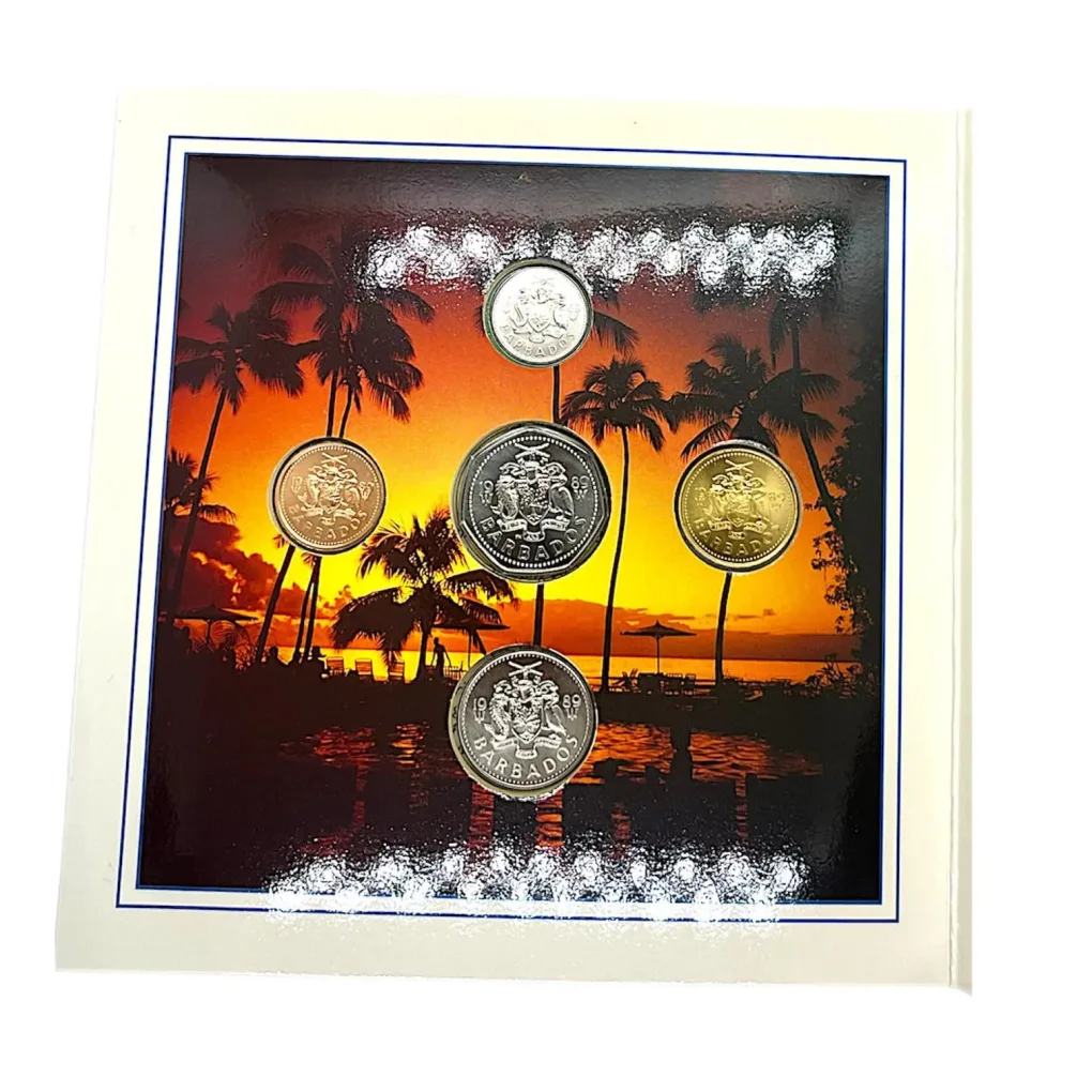 Rare BATBADOS Brilliant Uncirculated Coins Proof Set Year 1989 Issue The Royal Mint