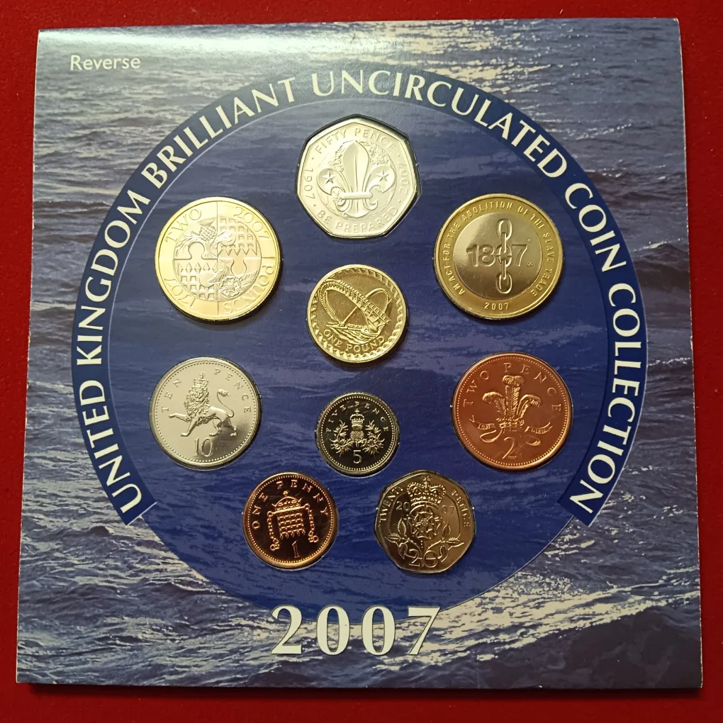 Extremely Rare United Kingdom Brilliant Uncirculated Proof Coin Set Year 2007 Issued The Royal Mint