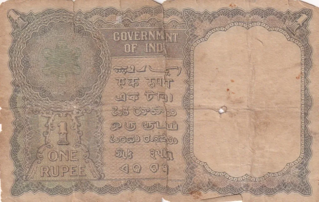 1 Rupees Governor KG Ambegaonkar Rare Note (Poor Low Condition)