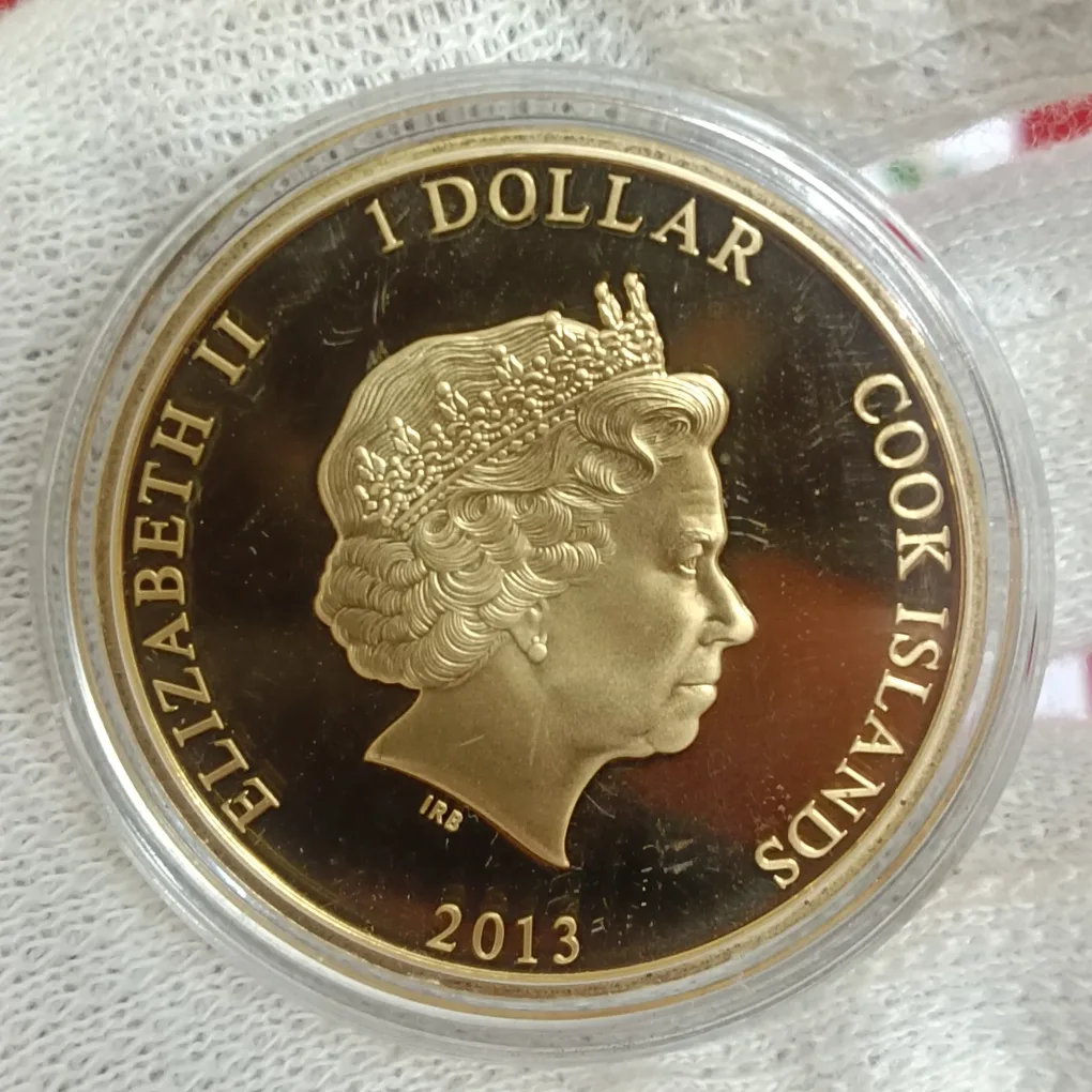 Rare Cook Islands One Dollar Proof Coin Coronation Jubilee HM Queen Elizabeth II Year 2013