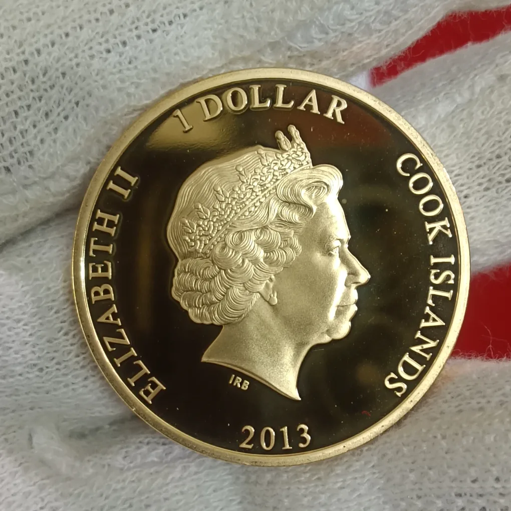 Rare Cook Islands One Dollar Proof Coin Coronation Jubilee HM Queen Elizabeth II Year 2013