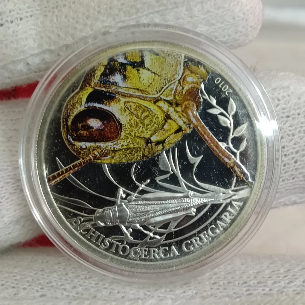 Ex Rare 2010 Palau $2 "Grasshopper" (World of Insects series) half-ounce silver proof coin issued by Republic of Palau