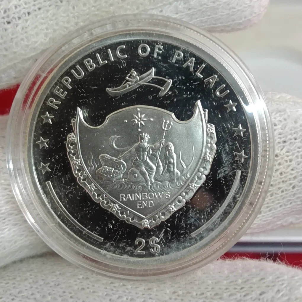 Ex Rare 2010 Palau $2 "Grasshopper" (World of Insects series) half-ounce silver proof coin issued by Republic of Palau