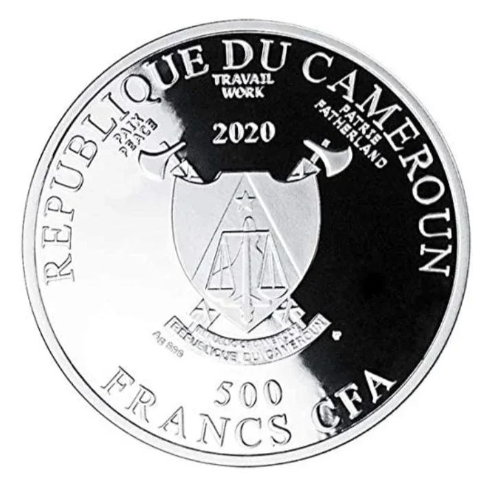 Extremely Rare 500 CFA Francs Proof SILVER Coin Year 2020 Issue Mint Of Poland Republic of Cameroon