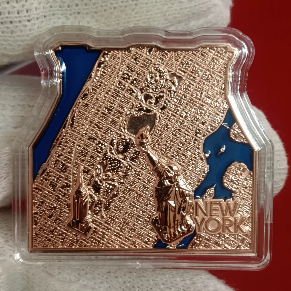 Ex Rare 2026 Samoa Landscape of New York 20 Sene The Brooklyn Bridge Shaped Copper Proof Coin